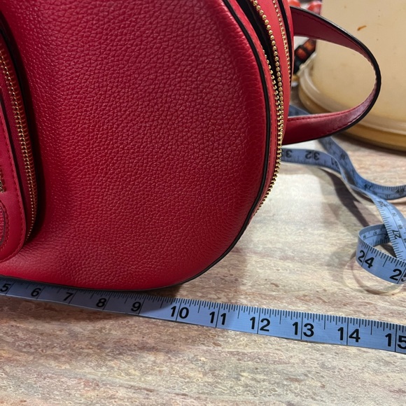Michael Kors Leather Backpack NWT Bright Red with gold zippers, 5x9.5x12. - Picture 8 of 9